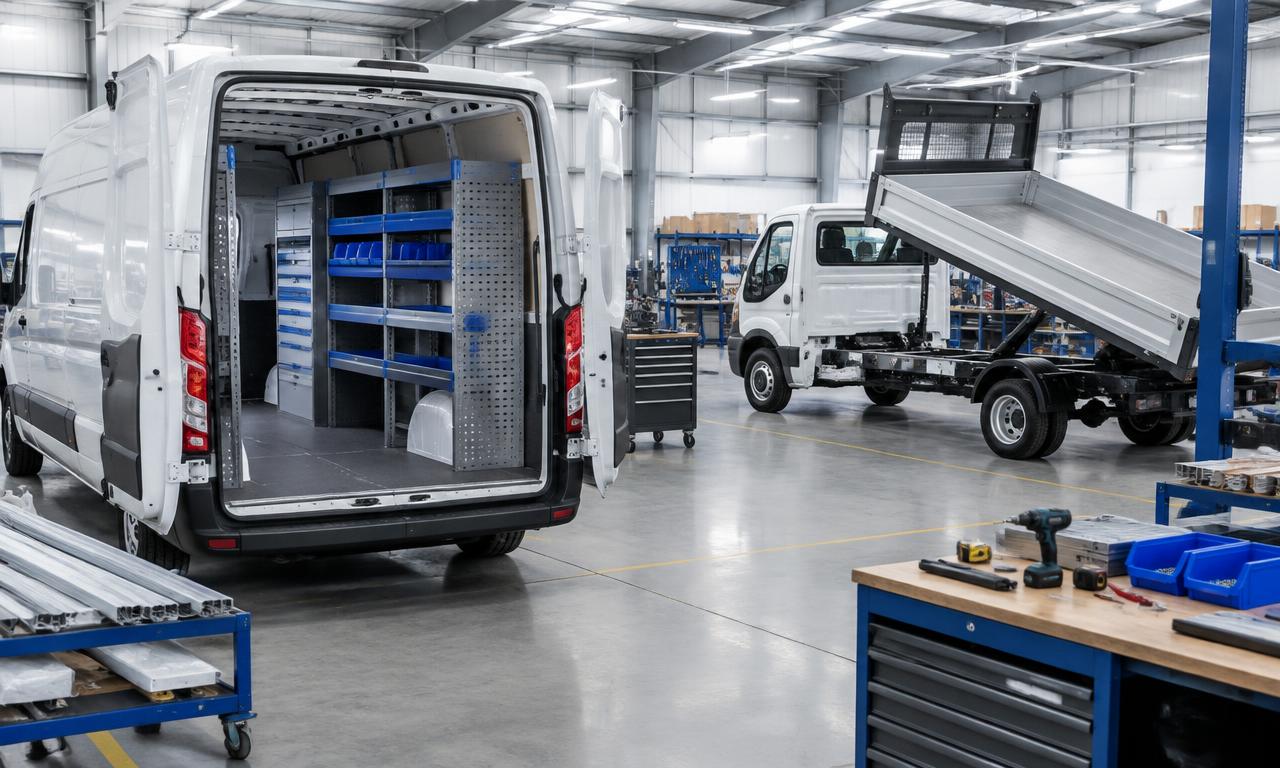 Specialist vehicles being fitted out with racking and equipment